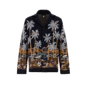 Alanui Men Embroidered Wool Blend Diamond Head Cardigan